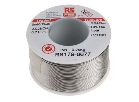 RS PRO Wire, 0.7mm Lead solder, 183°C Melting Point .